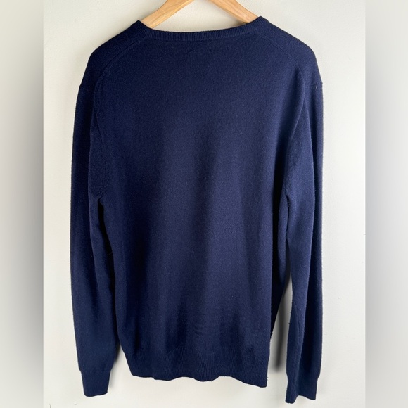 J.CREW Men's 100% Italian Cashmere V-Neck Sweater in Navy Blue Size LARGE - Picture 2 of 10